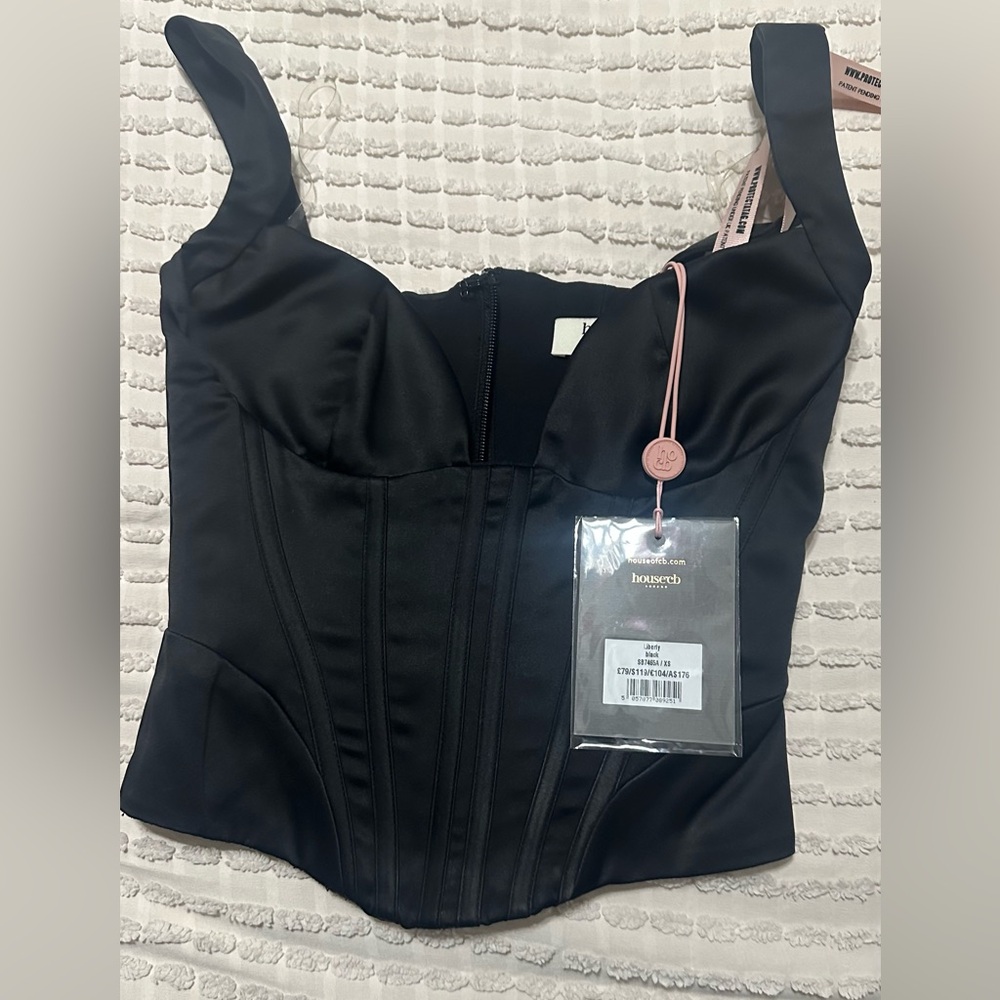 NWT House of black satin corset, XS